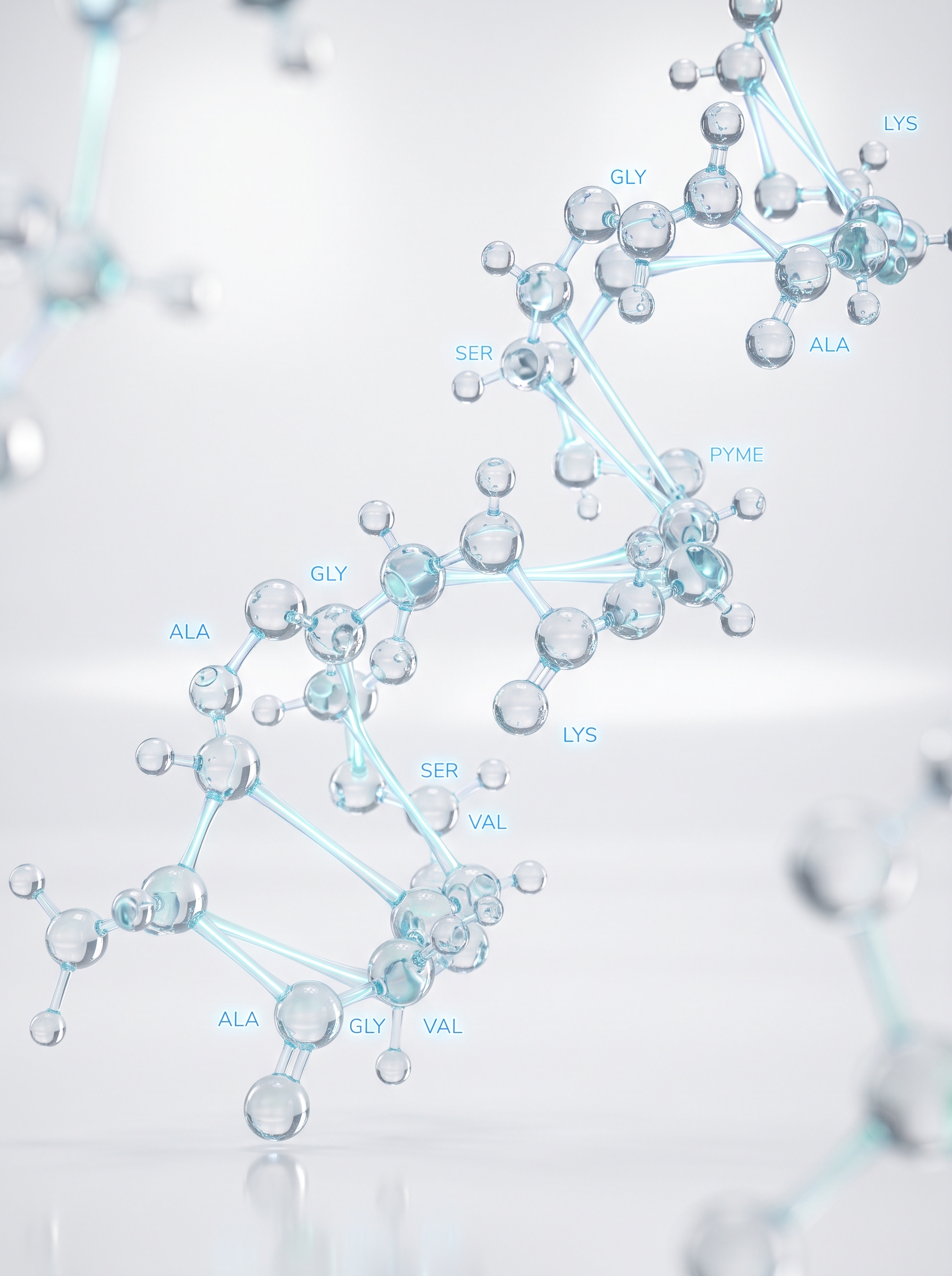 Estrutura molecular de peptídeos em 3D